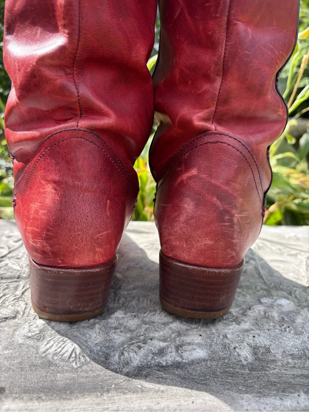 Frye Carson Pull On Red Leather Over-the-Knee Riding Boots